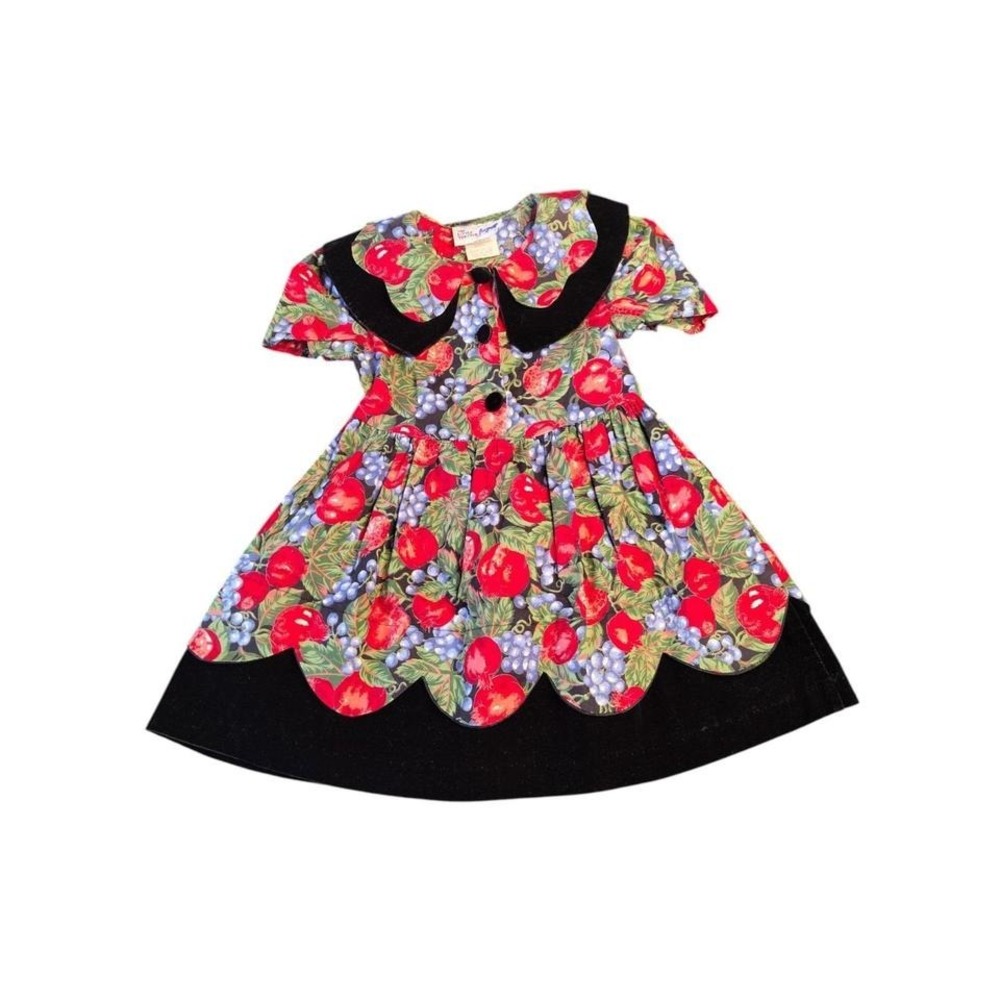 Vintage 90s Fruit Collared Dress Size 5 Toddler Girl‎